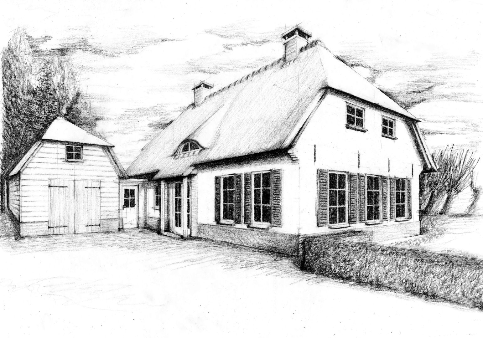 Artist impression landelijke woning, Ewijk homify Landelijke huizen Artist impression,handtekening,architectuur,Nijmegen,Ewijk,Beuningen,handtekening,architectuur,Nijmegen,Ewijk,Beuningen