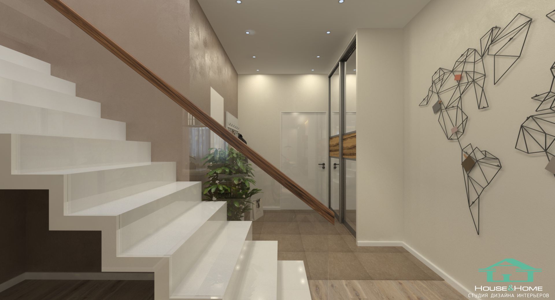 Каширское шоссе 180м2, HOUSE&HOME HOUSE&HOME Couloir, entrée, escaliers minimalistes