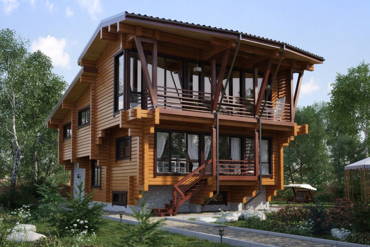 Проект Д-192-327, GOOD WOOD GOOD WOOD Casas de estilo moderno