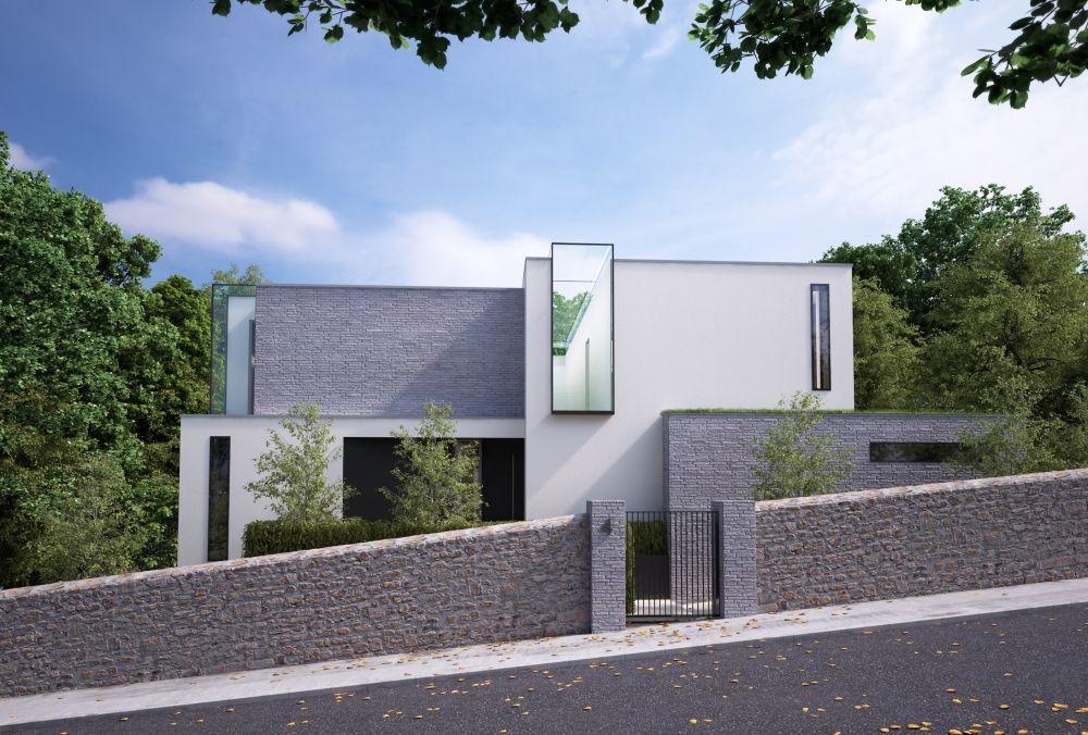 This 3 floor residence fully adopts the qualities of a steeply sloping site with views over Dublin Bay, Des Ewing Residential Architects Des Ewing Residential Architects Modern houses