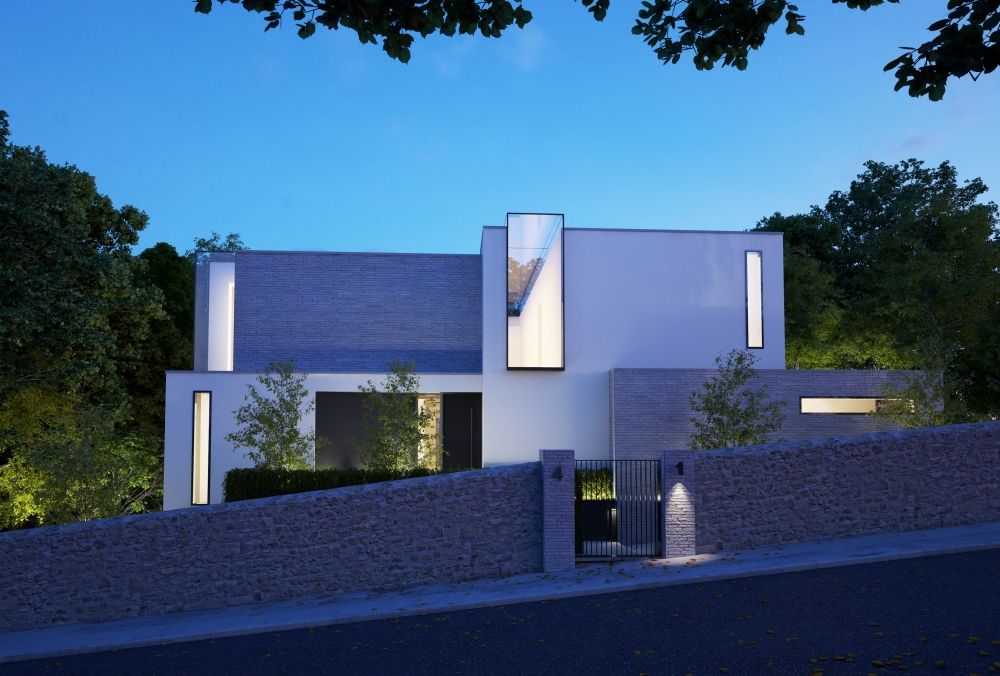 This 3 floor residence fully adopts the qualities of a steeply sloping site with views over Dublin Bay, Des Ewing Residential Architects Des Ewing Residential Architects Modern houses