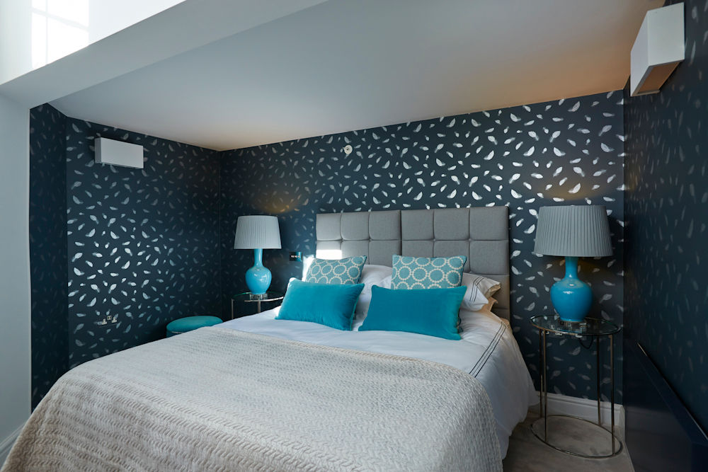 Guest Bedroom Etons of Bath Modern style bedroom Elegant,Blue,Juliet Travers,Feathers