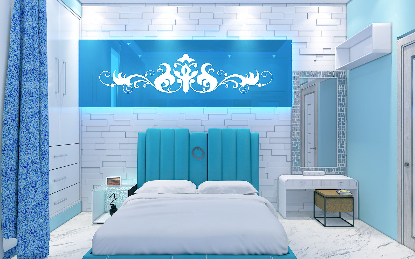 Aqua Bedroom 3D Design, Yagotimber.com Yagotimber.com Nowoczesna sypialnia Akcesoria i dekoracje