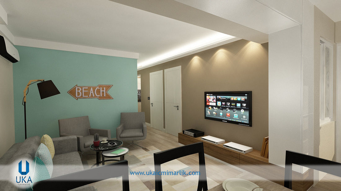 Yazlık ev izmir çeşme boyalık, Uka İçmimarlık Uka İçmimarlık Living room