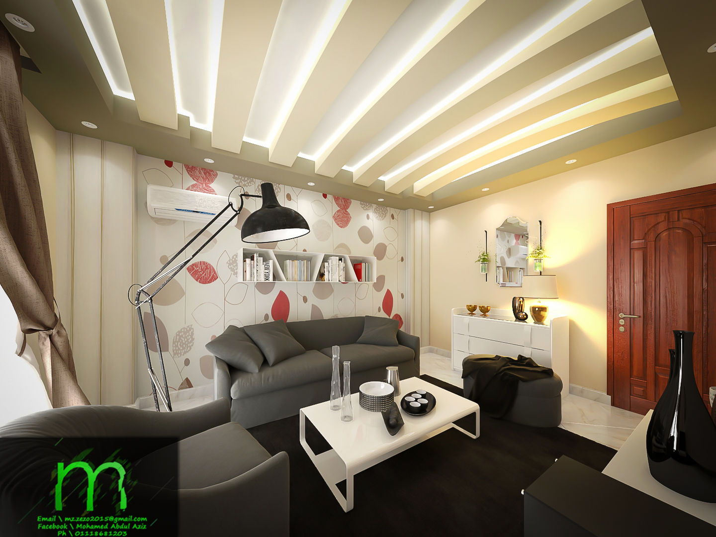 Living room EL Mazen For Finishes and Trims غرفة المعيشة مزيج خشب وبلاستيك