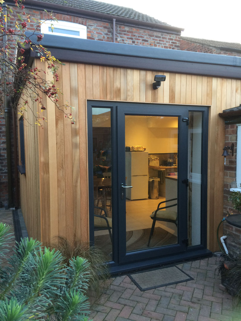 Modern cedar clad timber frame extension on traditional Victorian house homify modern,cedar,timber,extension