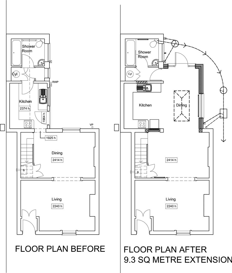 Floor Plan Before and After homify