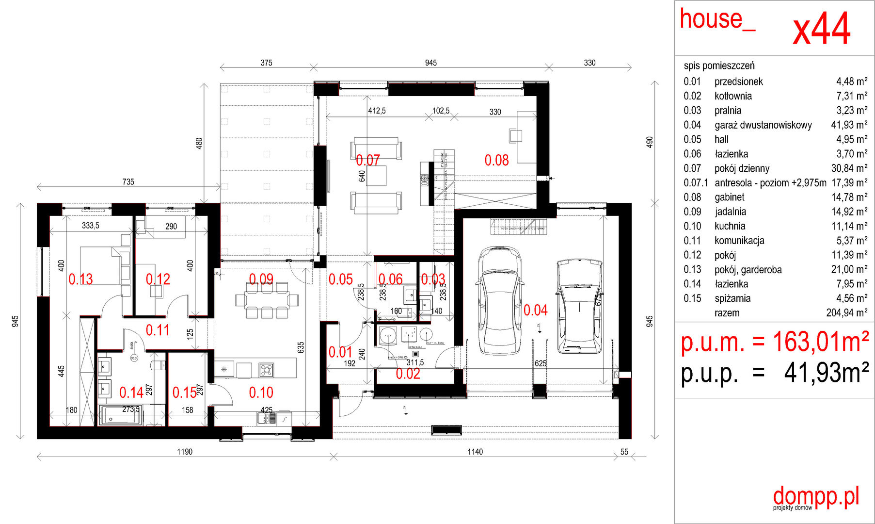 Projekty domów - House x44 - DomPP.pl, Majchrzak Pracownia Projektowa Majchrzak Pracownia Projektowa Casas modernas