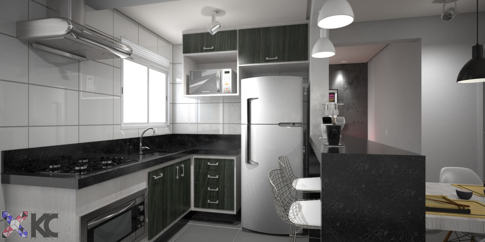 Apartamento VA, KC ARQUITETURA urbanismo e design KC ARQUITETURA urbanismo e design Modern style kitchen