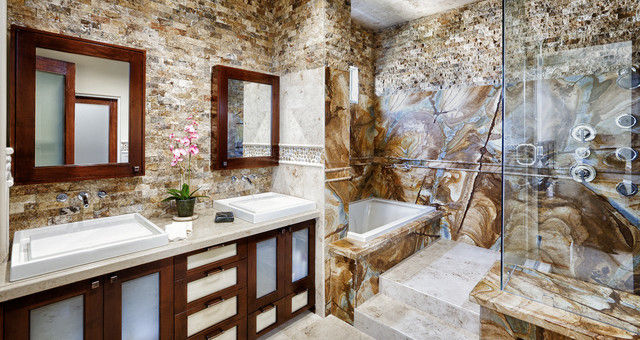 Doğal Taş İç Cephe Uygulamaları, Markatas Markatas Modern style bathrooms Stone