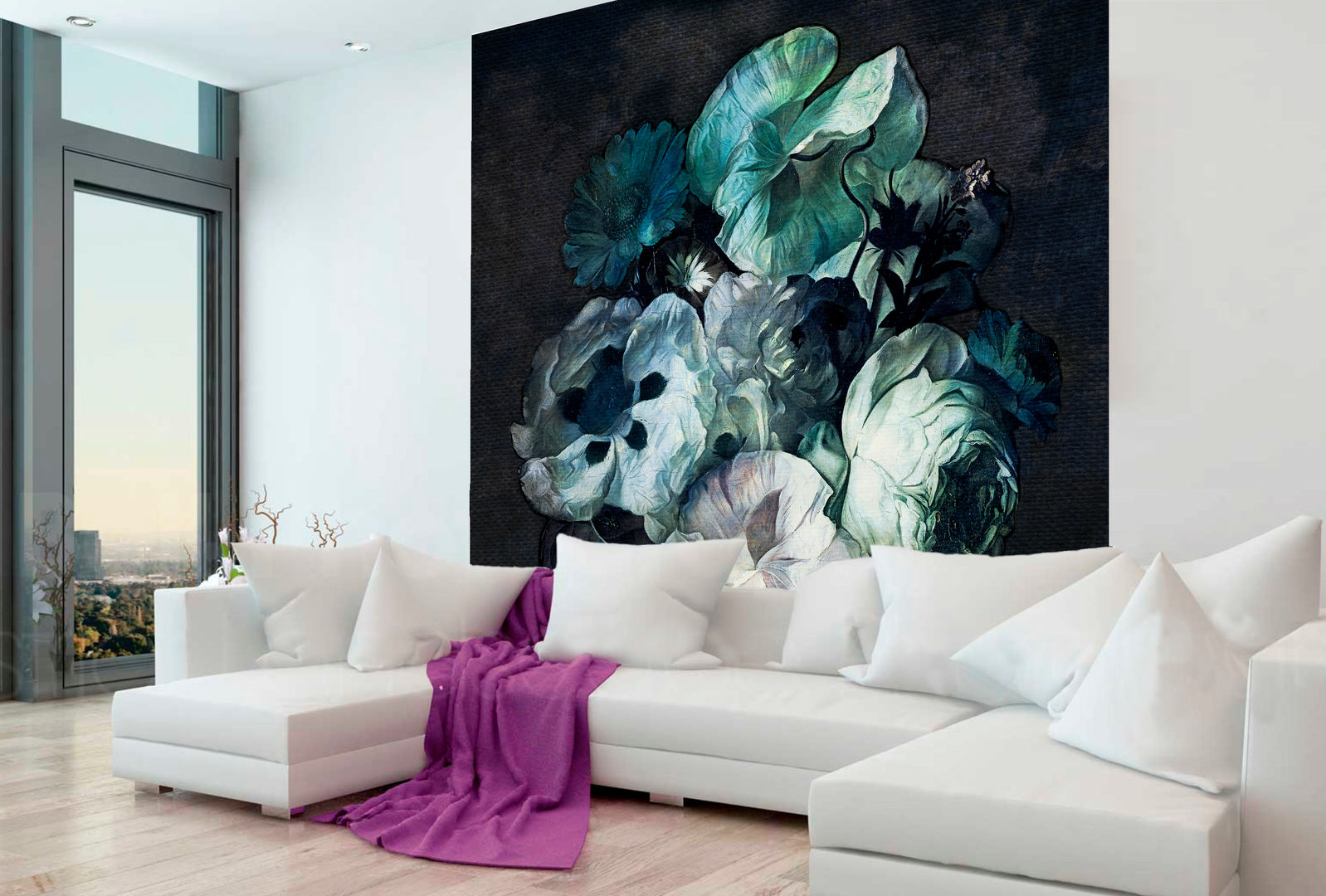 ‘Fleur’ Wallpaper La Aurelia Tường & sàn phong cách hiện đại wallpaper,wallcovering,wallcoverings,flowers,bouquet,blue,pastel,pink,,' ,Wallpaper