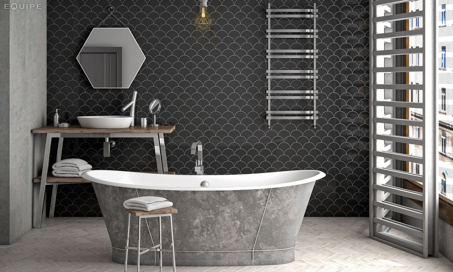 Scale Wall Tile, Equipe Ceramicas Equipe Ceramicas Mediterranean style bathrooms Ceramic