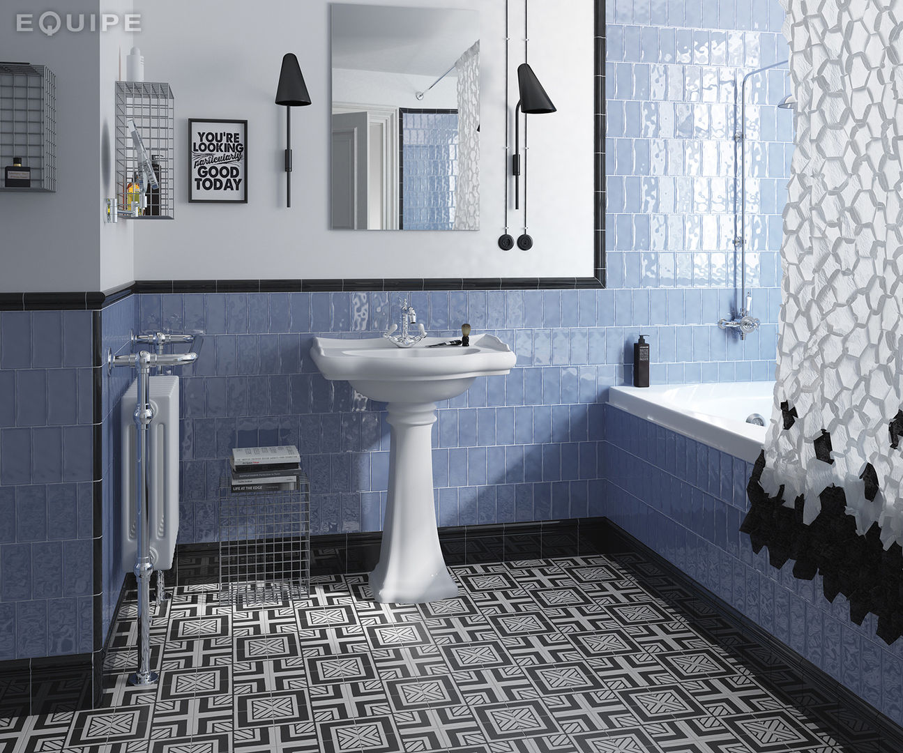 Masía Blue 7,5x15 homify Baños de estilo mediterráneo Cerámico