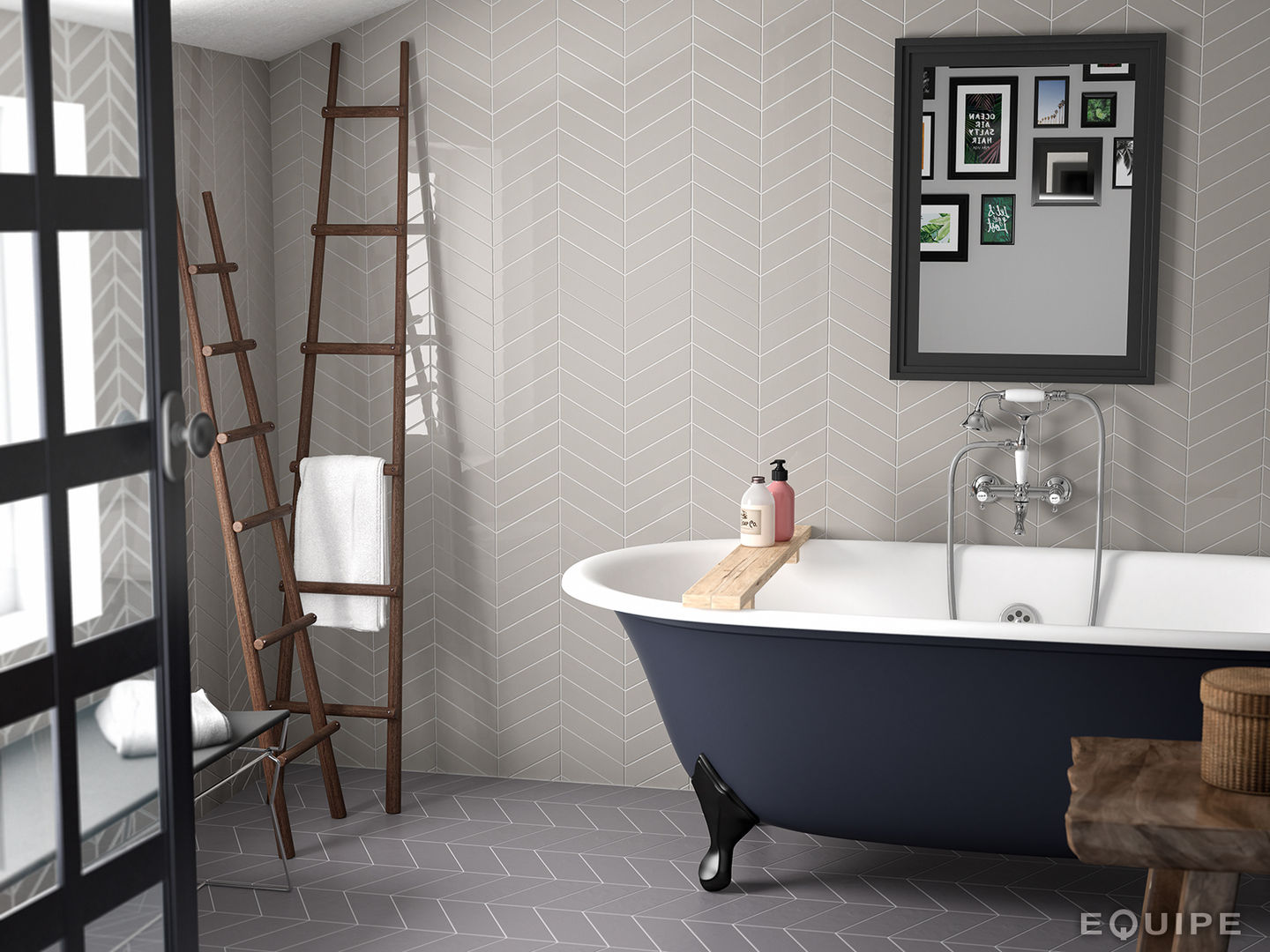 Chevron Wall Greige 18,6x5,2 homify Baños modernos Cerámico