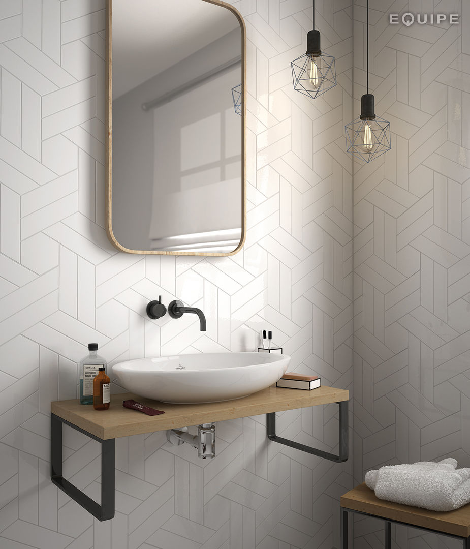 Chevron Wall Tile, Equipe Ceramicas Equipe Ceramicas Salle de bain scandinave Céramique