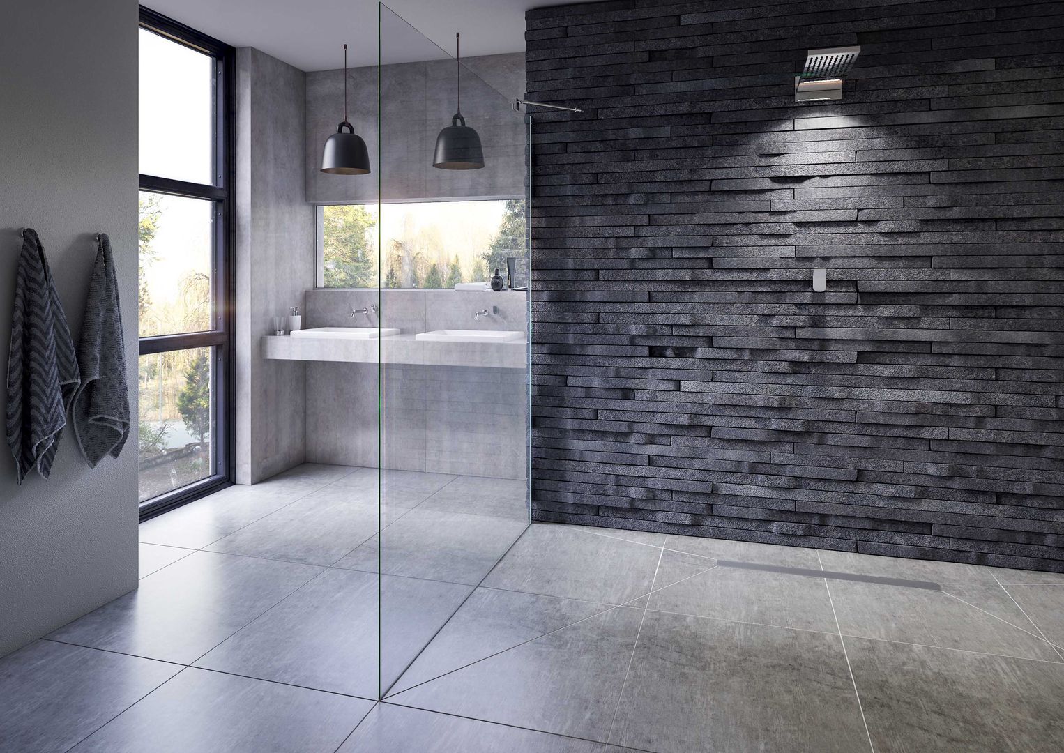 Bathroom CGI Visualisation #9 White Crow Studios Ltd Rustic style bathrooms Slate