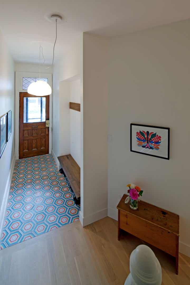 Front Hall Entry with Encaustic cement Tiles STUDIO Z Scandinavian style corridor, hallway& stairs cement tiles,patterned tiles