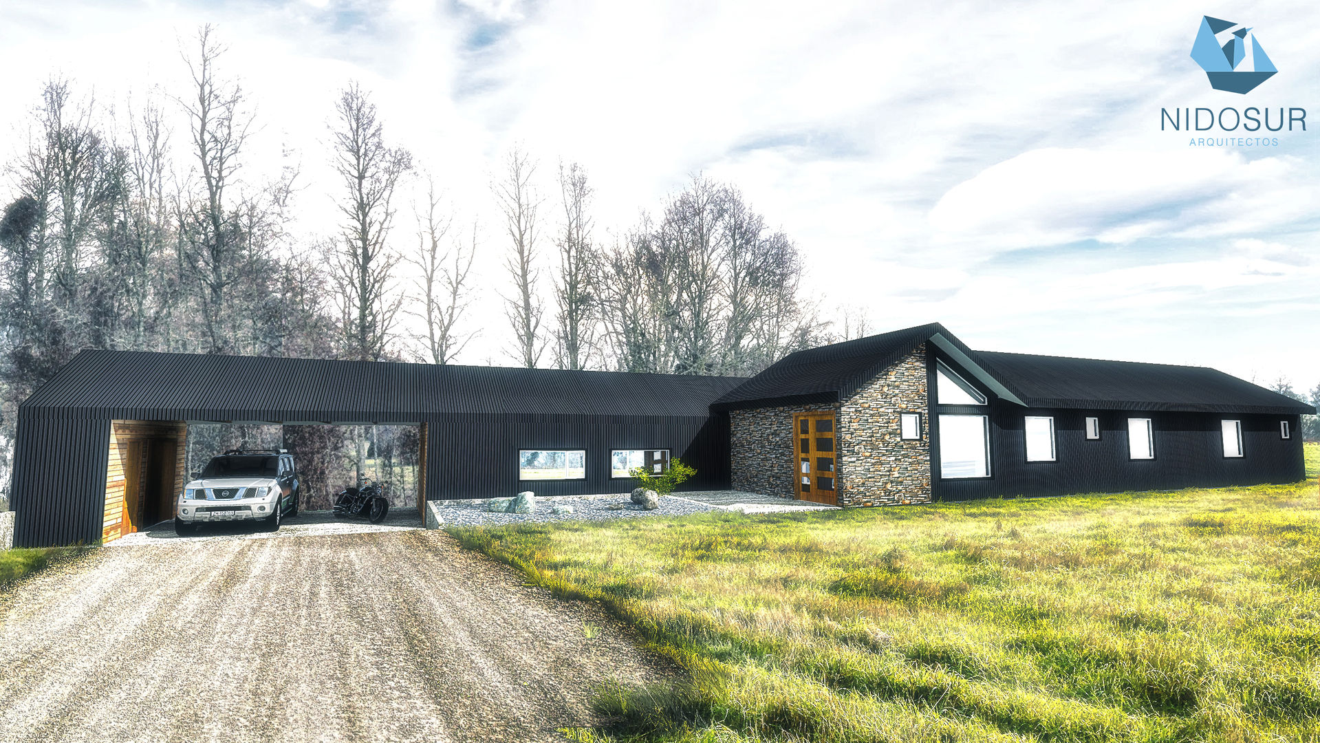 Fachada NidoSur Arquitectos - Valdivia Casas unifamiliares