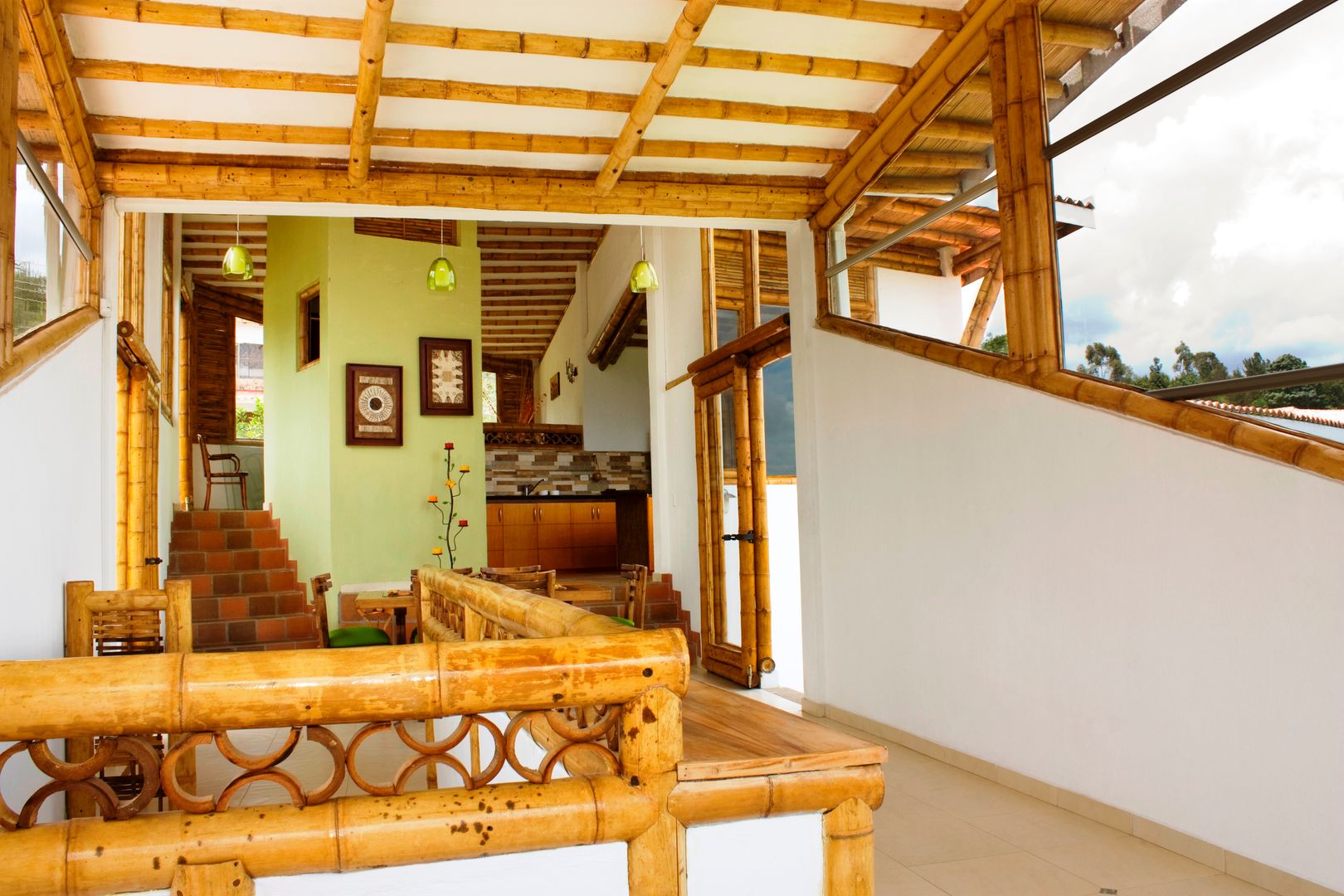 detalles acabados interiores guadua Zuarq. Arquitectos SAS Balcones y terrazas de estilo moderno Bambú Verde Accesorios y decoración