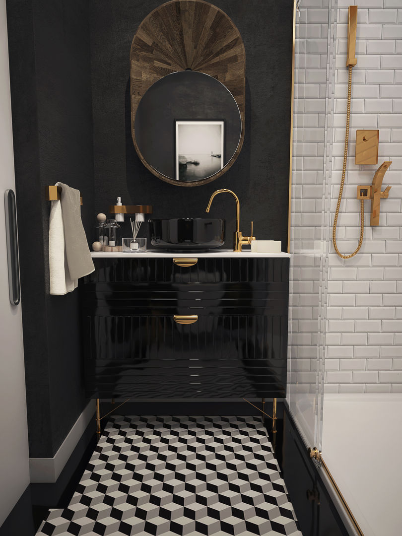 Konut 1+0, Boraevgar Boraevgar Bagno in stile scandinavo Ceramica