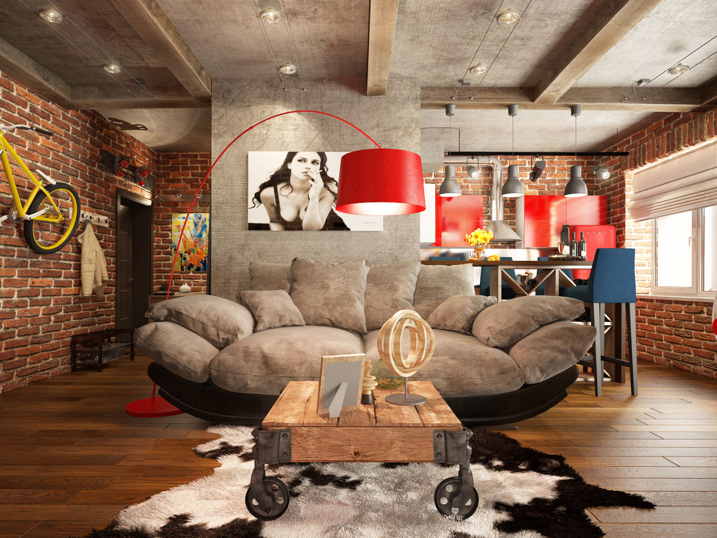 Studio in loft style, Rubleva Design Rubleva Design Industrial style living room
