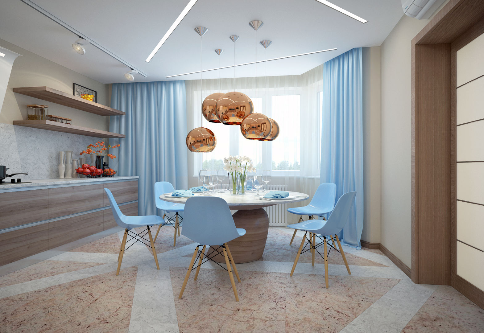 large apartment in a modern style in Moscow, Rubleva Design Rubleva Design Modern kitchen