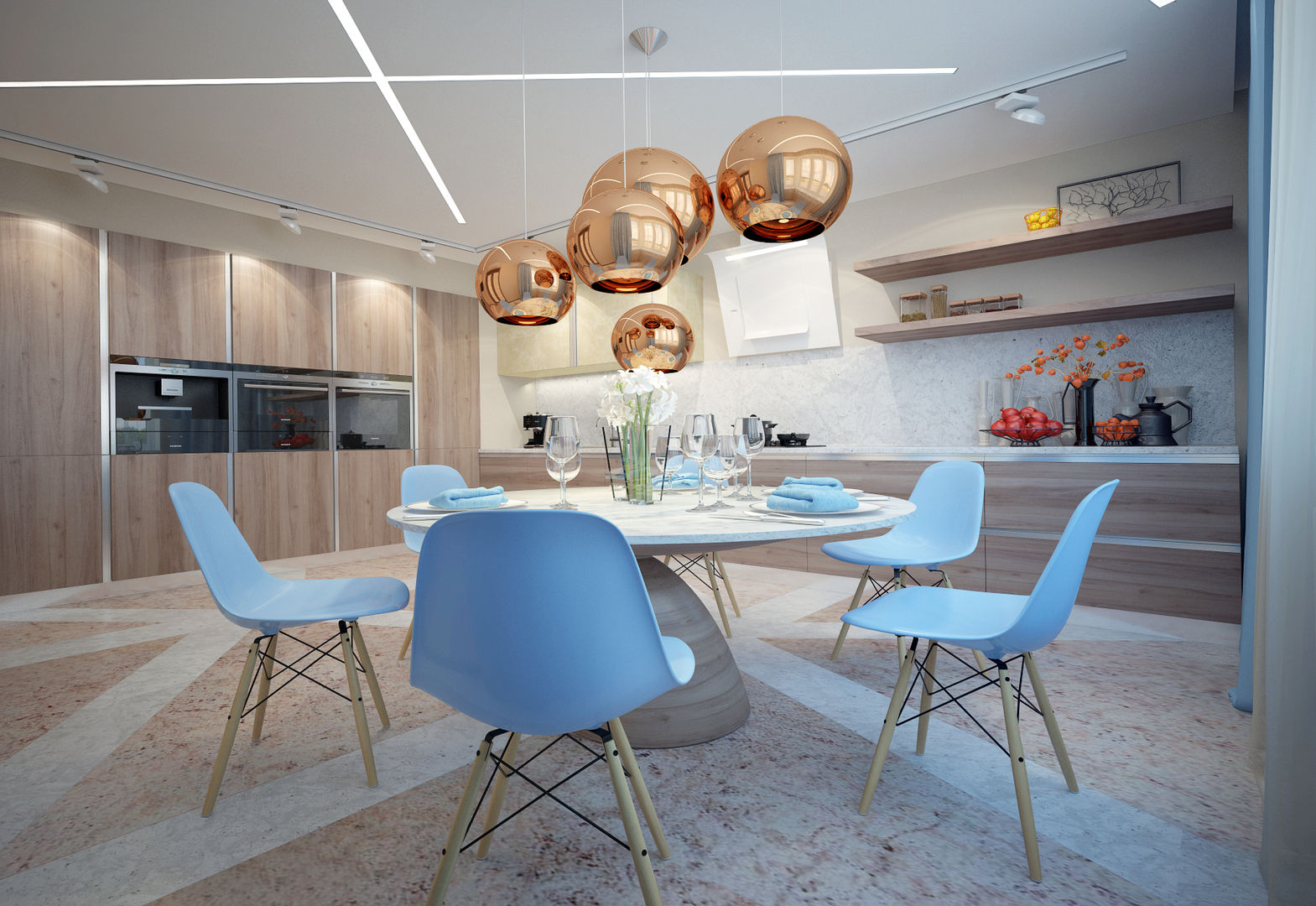 large apartment in a modern style in Moscow, Rubleva Design Rubleva Design モダンな キッチン