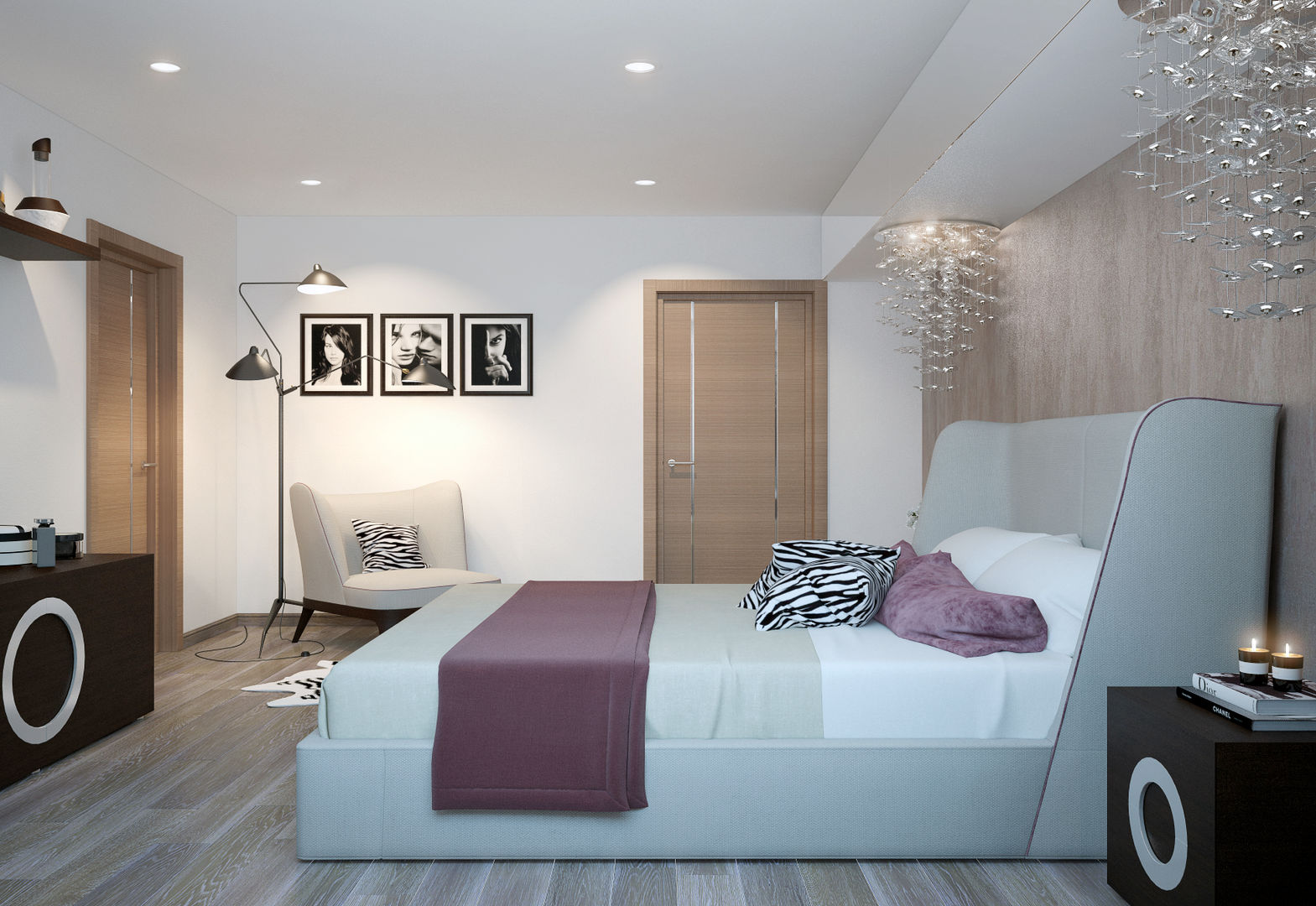 large apartment in a modern style in Moscow, Rubleva Design Rubleva Design Modern style bedroom