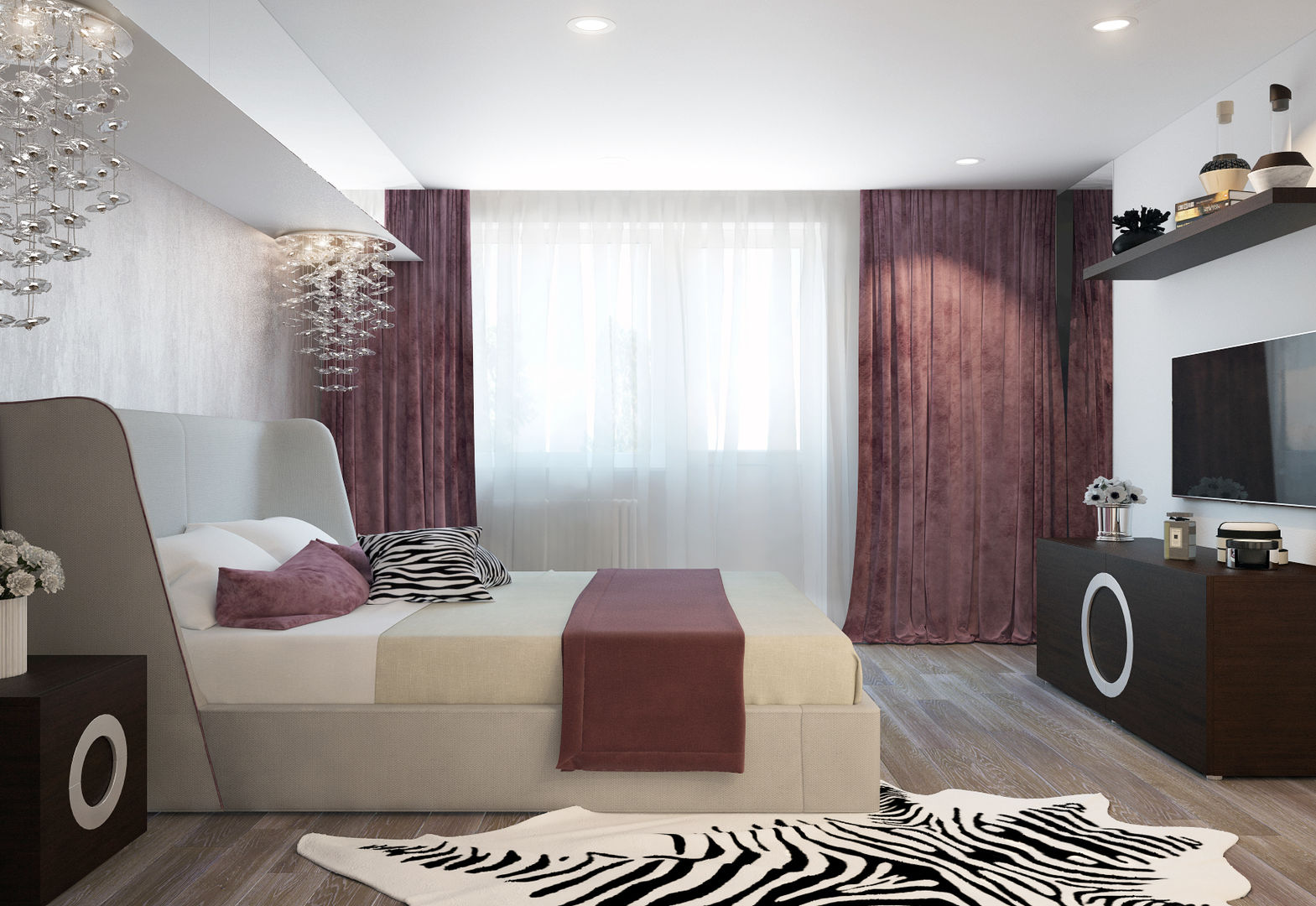 large apartment in a modern style in Moscow, Rubleva Design Rubleva Design Modern style bedroom