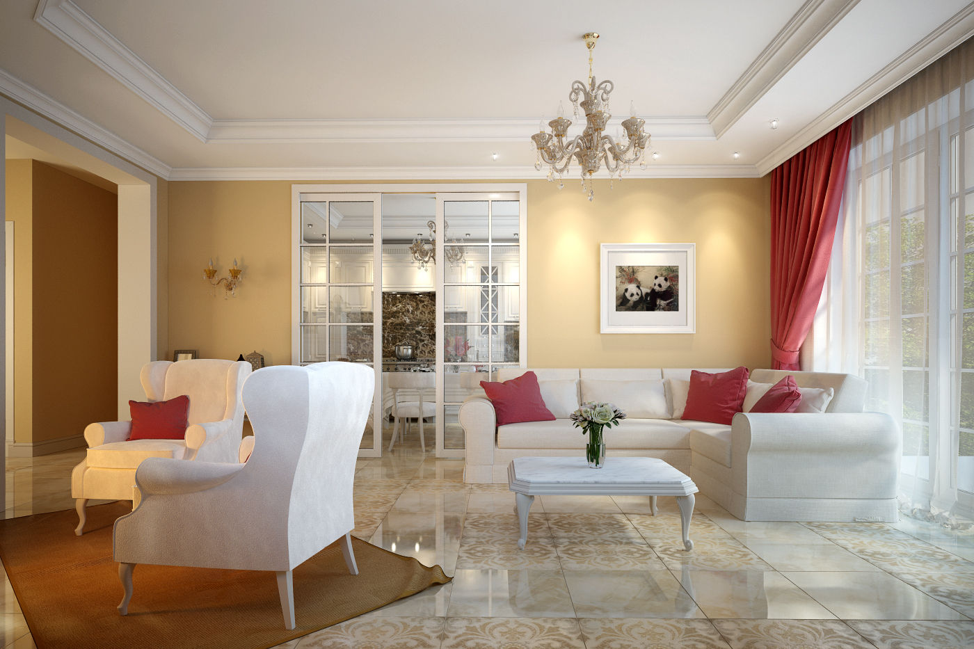 large apartment in classic style in Moscow, Rubleva Design Rubleva Design Salon classique