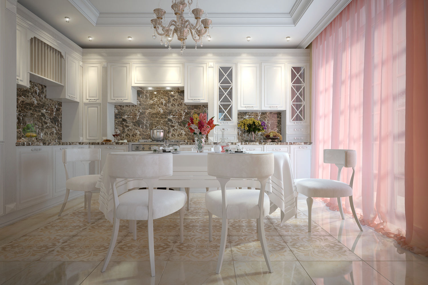 large apartment in classic style in Moscow, Rubleva Design Rubleva Design Cuisine classique