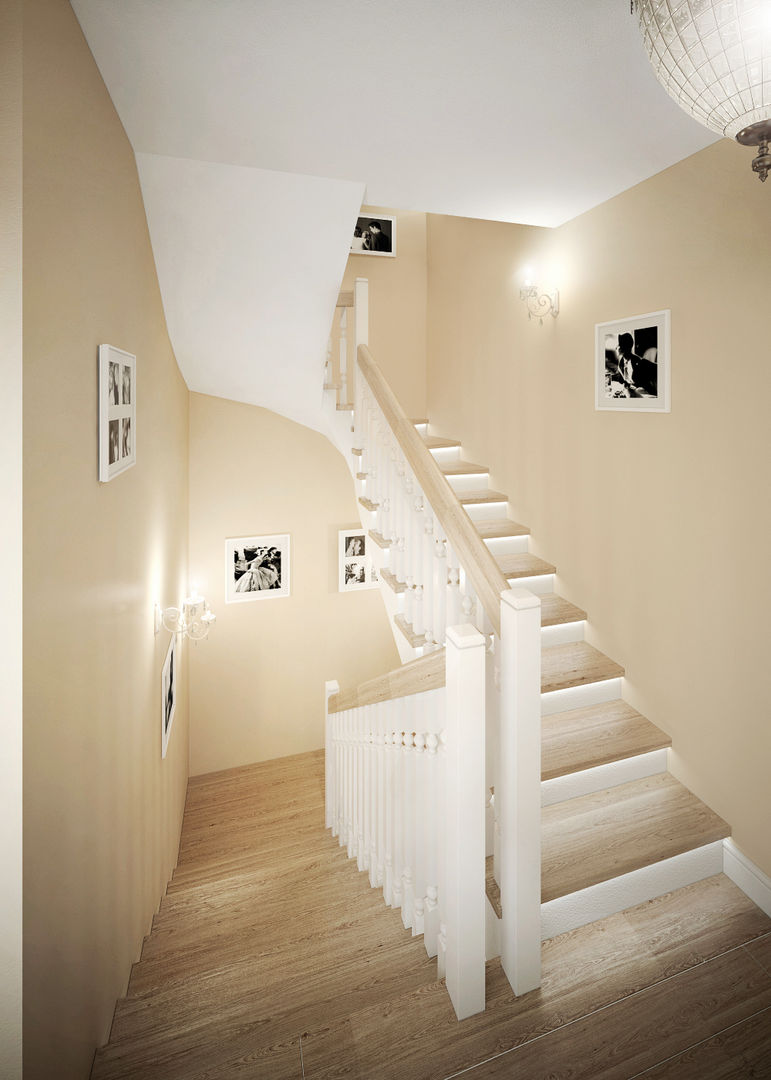 large apartment in classic style in Moscow, Rubleva Design Rubleva Design Classic corridor, hallway & stairs