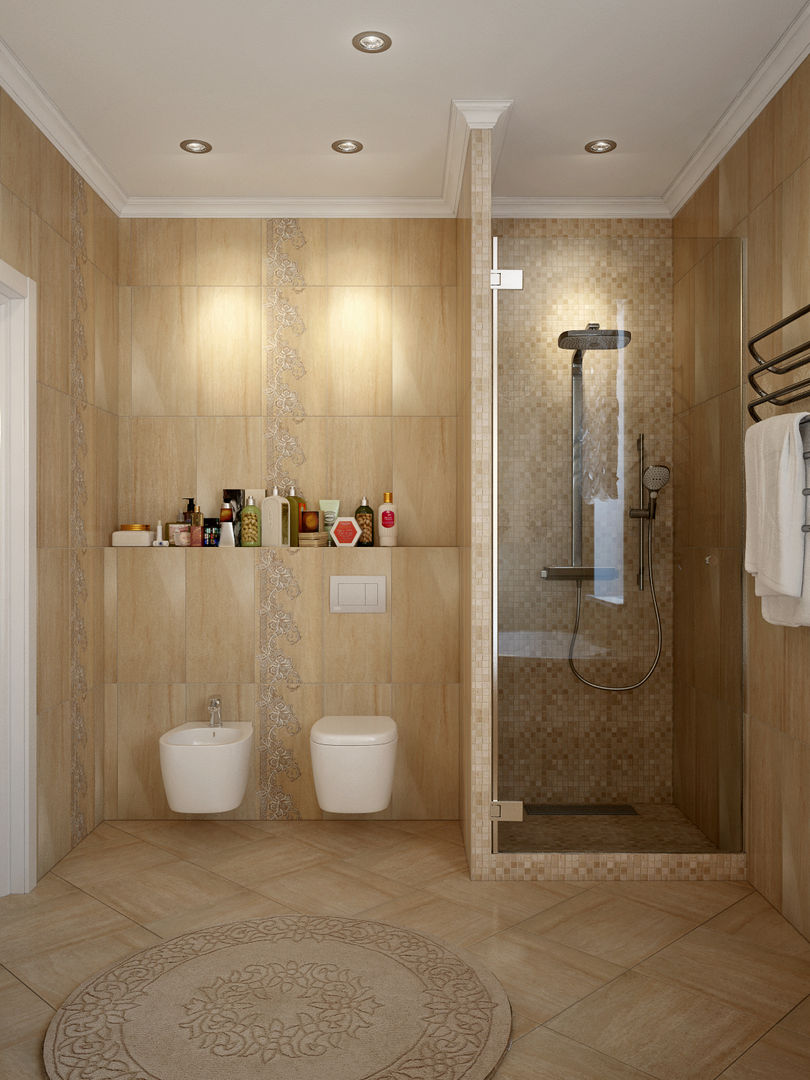 large apartment in classic style in Moscow, Rubleva Design Rubleva Design Bathroom