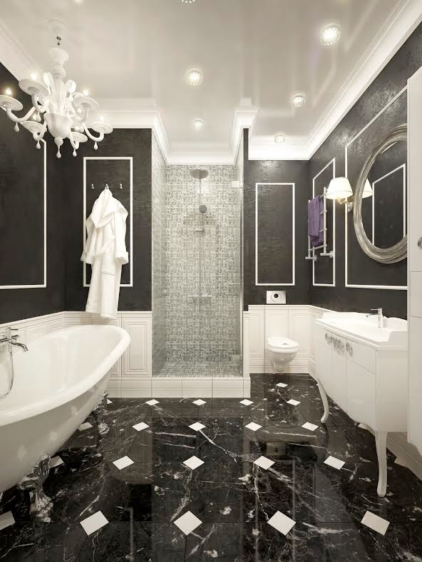 apartments in a classic style in Moscow , Rubleva Design Rubleva Design Modern bathroom