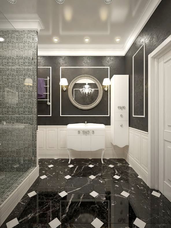 apartments in a classic style in Moscow , Rubleva Design Rubleva Design Modern bathroom
