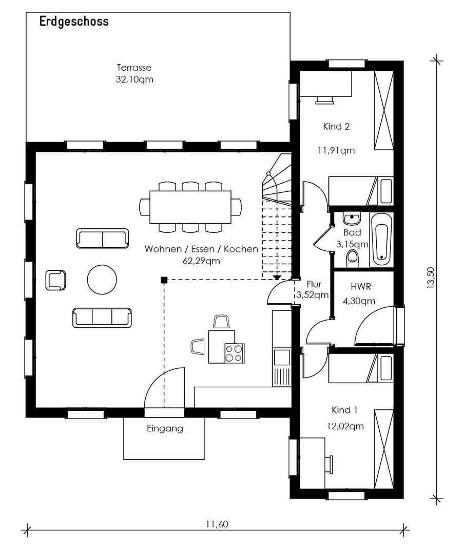 Haus Senzig I, Müllers Büro Müllers Büro Neubau, Einfamilienhaus, Berlin, Dach, Fenster, Terrasse, Dachüberstand, hell, modern, klassisch, Grundriss