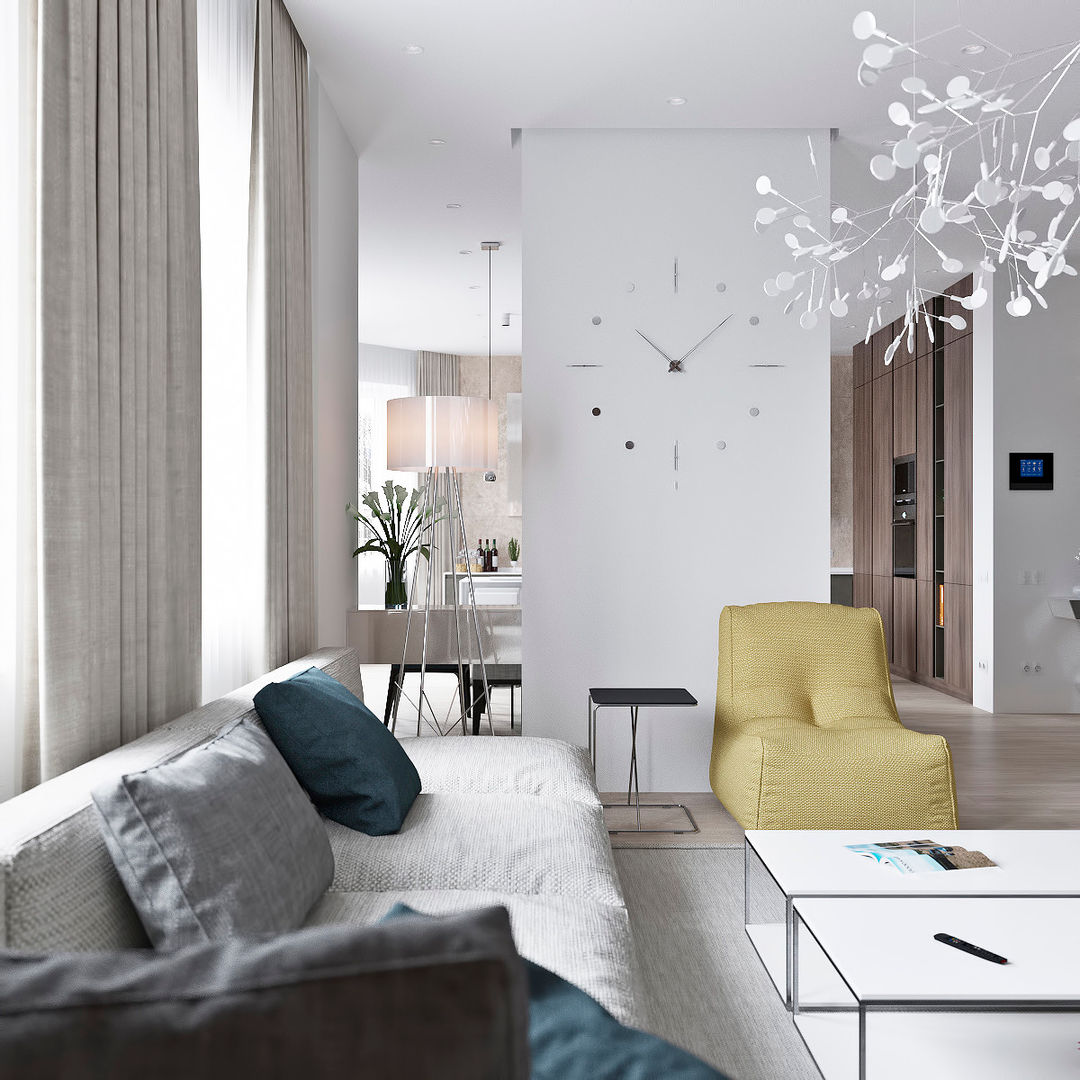 Scandinavian Minimalism, Студия Антона Сухарева "SUKHAREVDESIGN" Студия Антона Сухарева 'SUKHAREVDESIGN' Minimalist living room