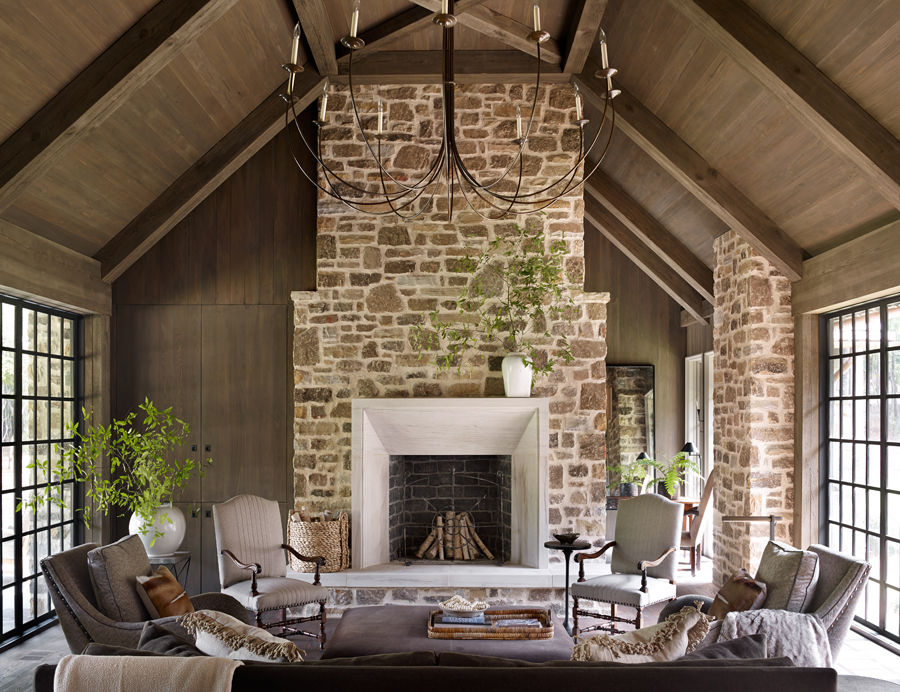 Cottage on the River, Jeffrey Dungan Architects Jeffrey Dungan Architects Living room Stone