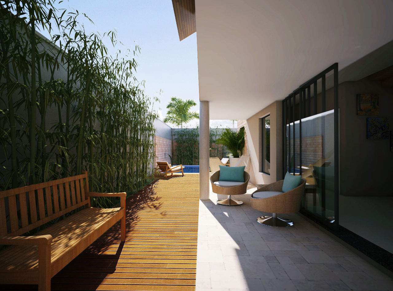 Casa BT , Lozí - Projeto e Obra Lozí - Projeto e Obra Modern balcony, veranda & terrace