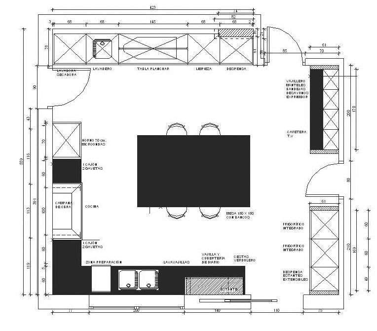 Distribución del espacio DEULONDER arquitectura domestica cocina,deulonder,rectangular,cuadrada,distribución,distribucion