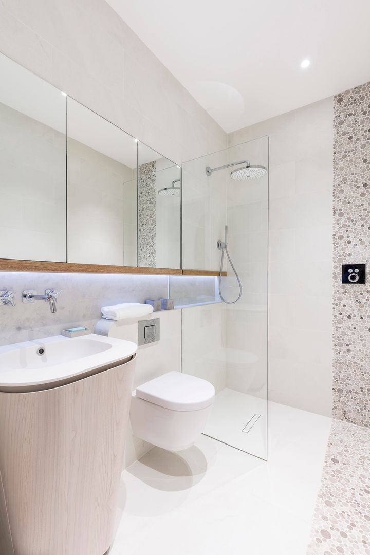 Modern New Home in Hampstead - Bathroom Black and Milk | Interior Design | London Modern bathroom bathroom,mirror,toilet,shower,cabinet,Mirrors