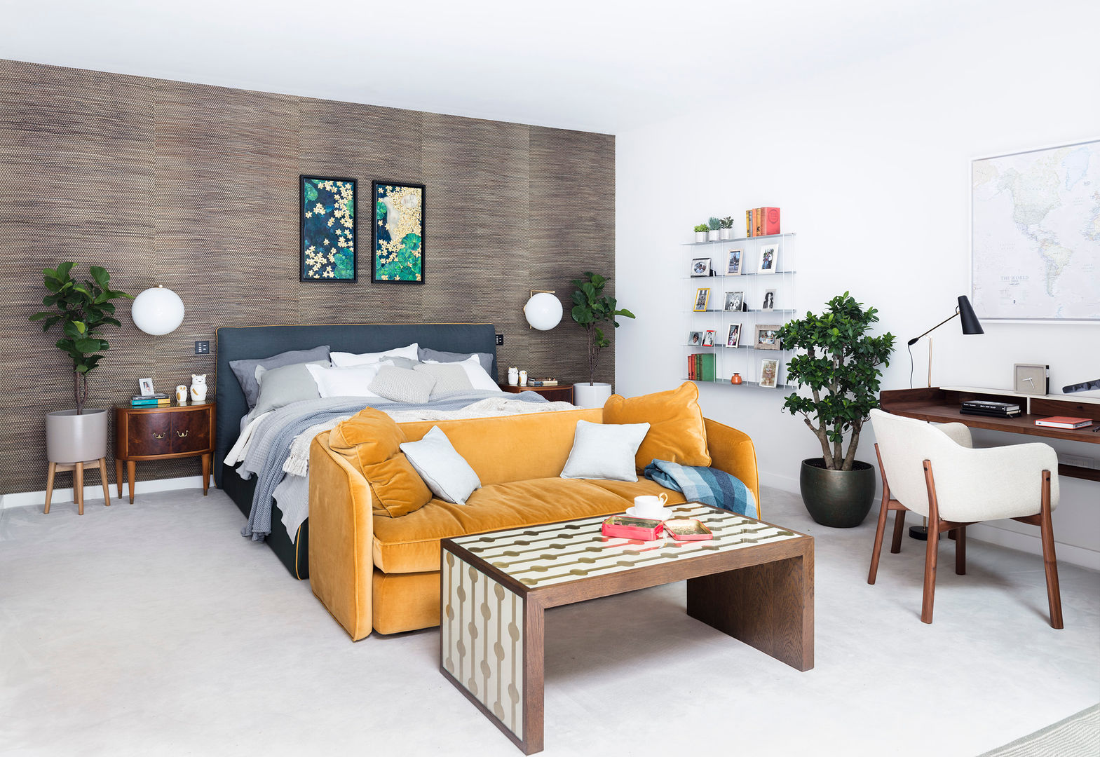Modern New Home in Hampstead - master bedroom Black and Milk | Interior Design | London Quartos modernos Camas e cabeceiras