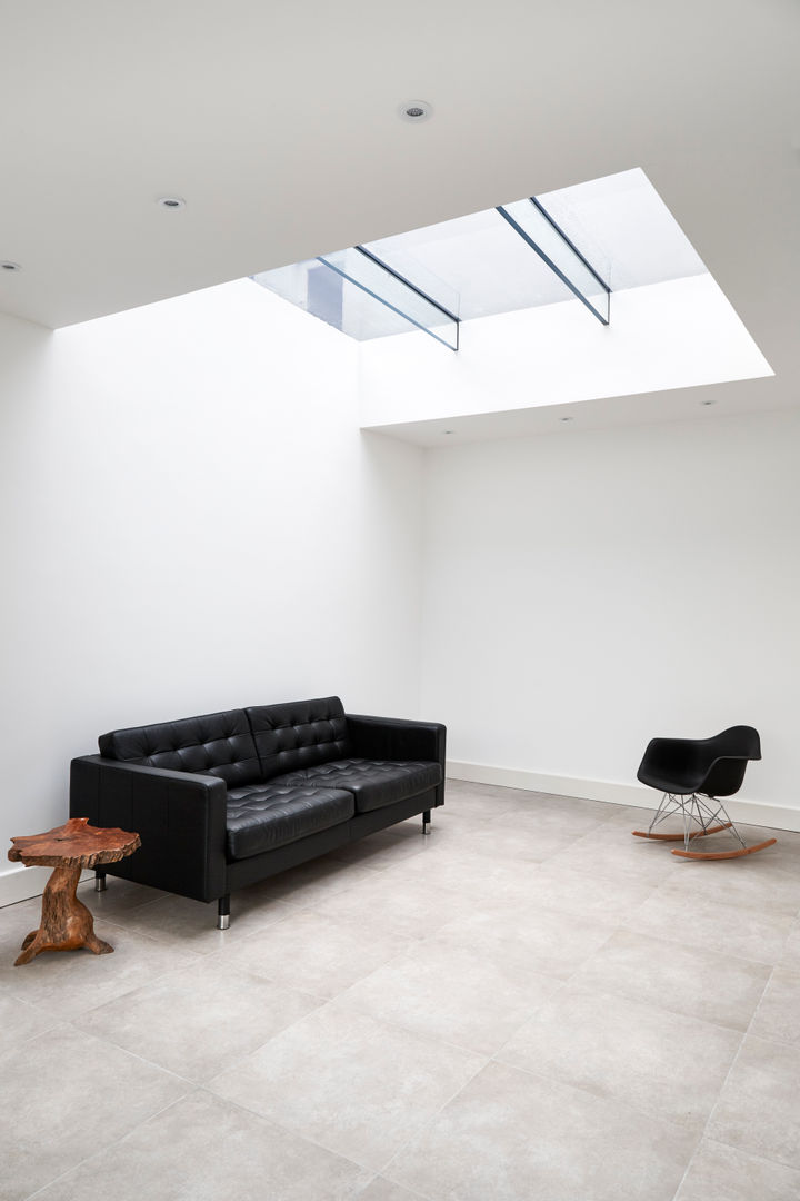 Internal shot Trombe Ltd Вітальня rooflight,glass,glazing,frameless,solar control,structural glazing