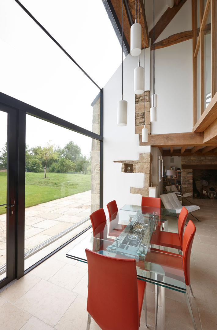 Internal photo Trombe Ltd Puertas y ventanas de estilo moderno kitchen,dining room,glass,extension,structural glazing,double height