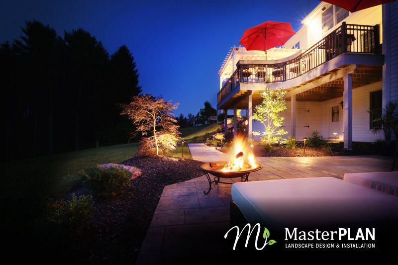 After MasterPLAN Outdoor Living landscape design,landscape designer,design build,after picture,custom,deck,pergola,landscape lighting,landscaping,lehigh valley,backyard,transformation