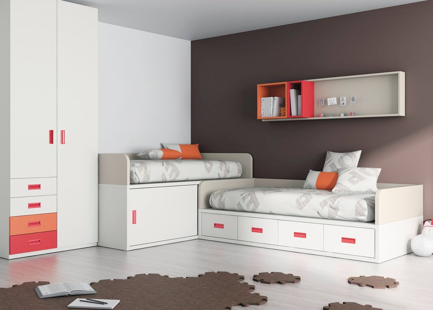 DORMITORIO JUVENIL, Muebles Soliño Muebles Soliño Modern Çocuk Odası Yatak & Beşikler