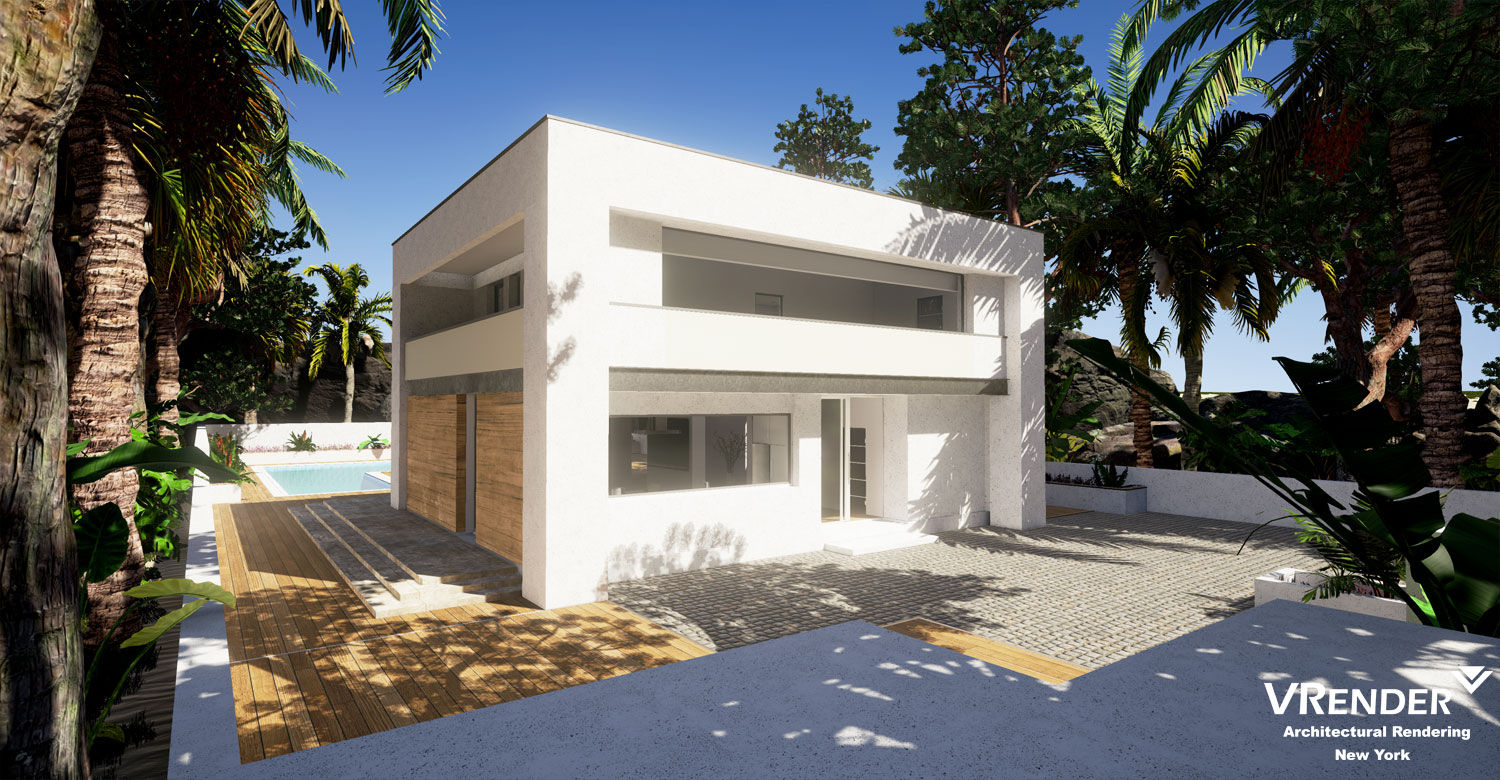 3D Exterior Visualization Vrender.com Tropical style houses