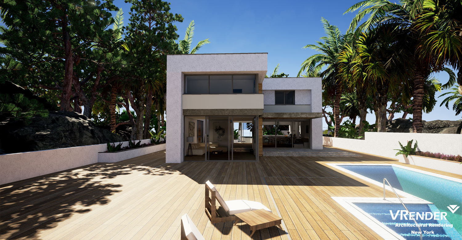 3D Exterior Visualization Vrender.com Tropical style houses