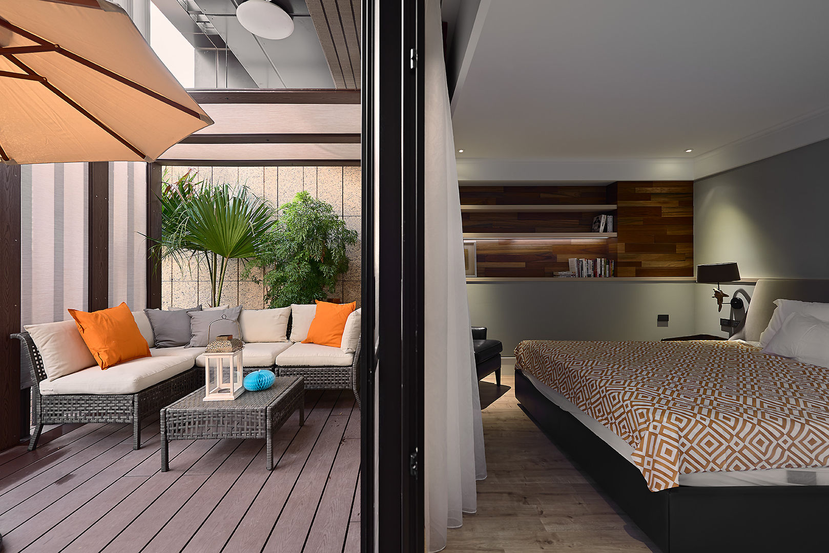 北歐摩登樓中樓輕混搭 AIRS 艾兒斯國際室內裝修有限公司 Scandinavian style balcony, veranda & terrace