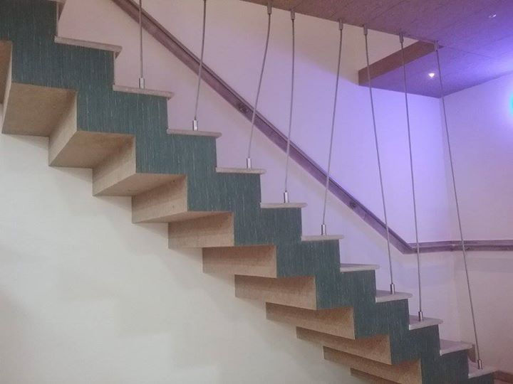 The Stairs i'studio creative Modern Corridor, Hallway and Staircase Metal